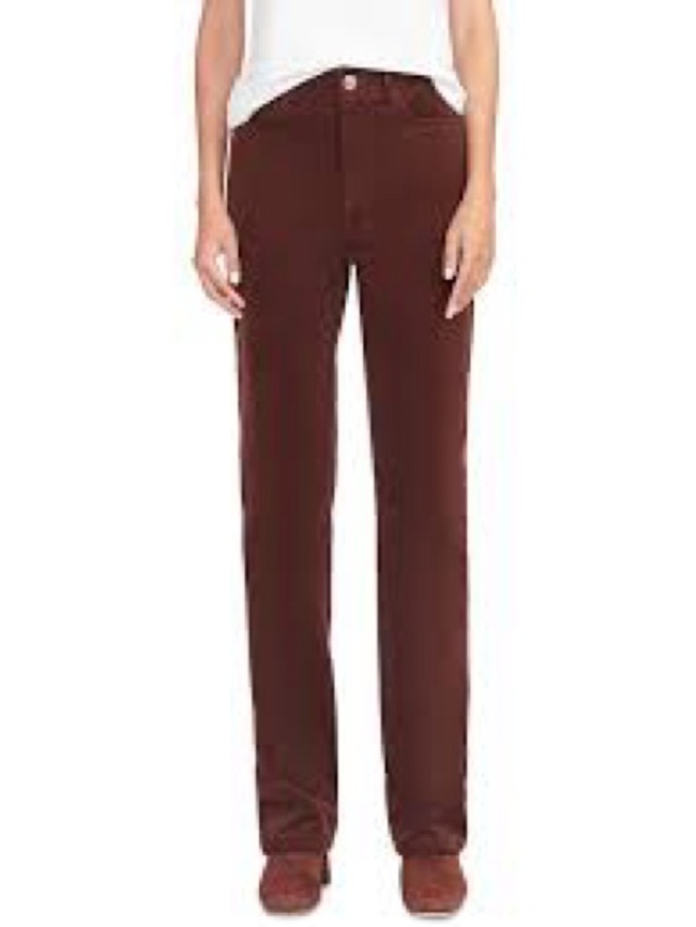 STAUD Chisel Corduroy Straight Leg Jeans in Mahogany Brown size 6